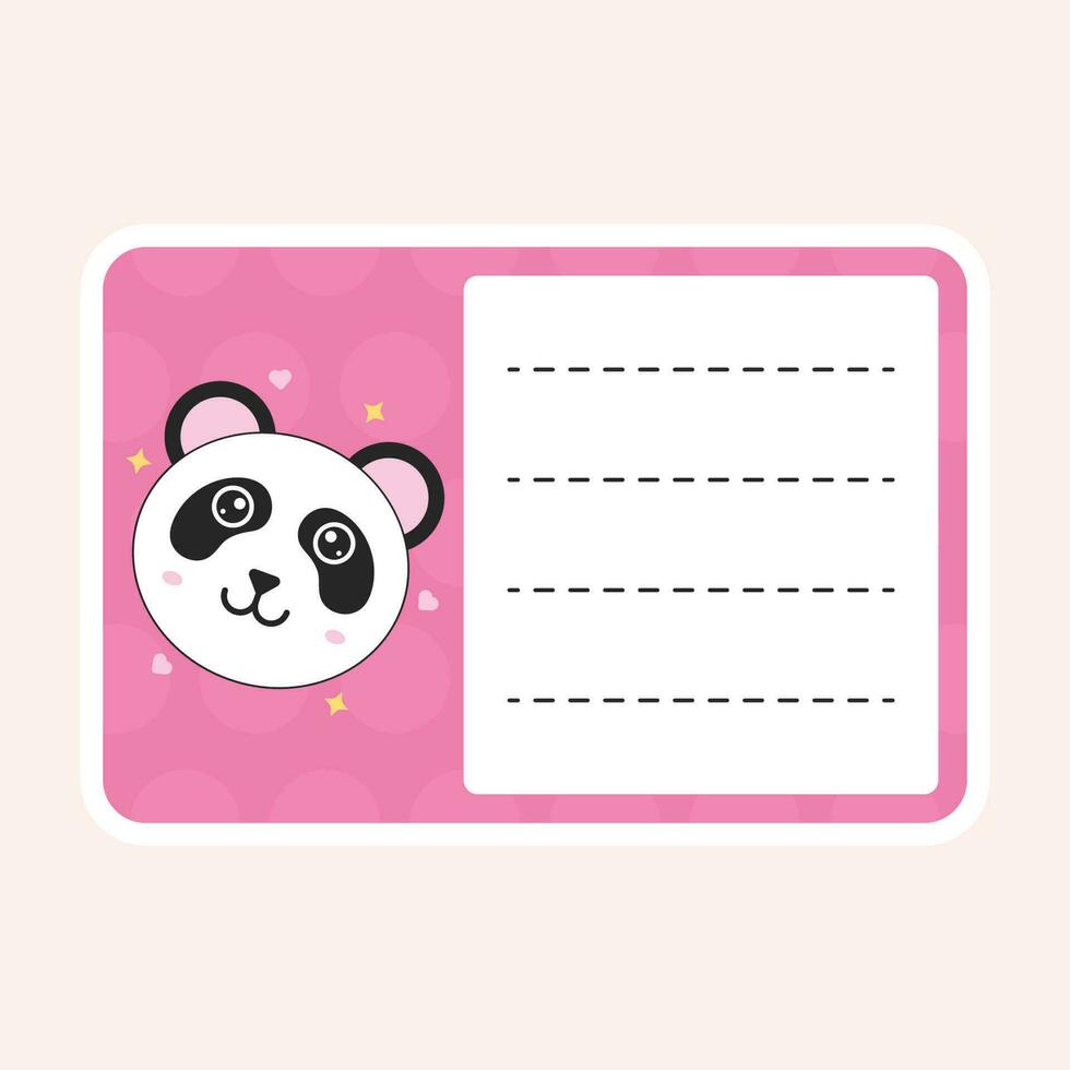 schattig panda tekenfilm kader of Notitie sticker Aan perzik achtergrond. vector