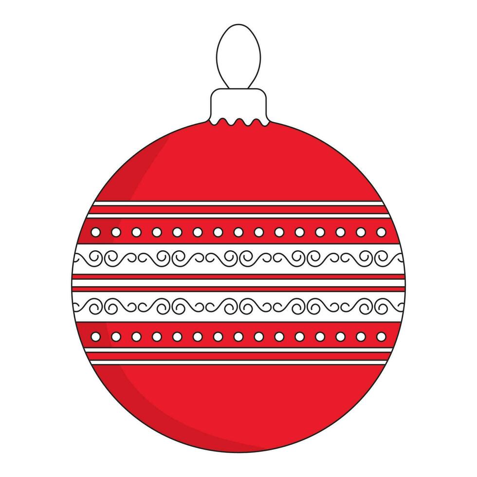 gestreept filigraan Kerstmis snuisterij rood en wit icoon. vector