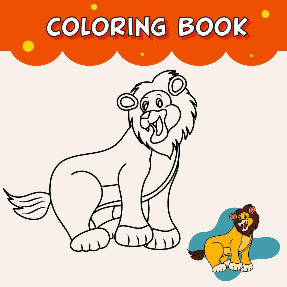 tekenfilm leeuw traceren en kleur boek werkblad. vector