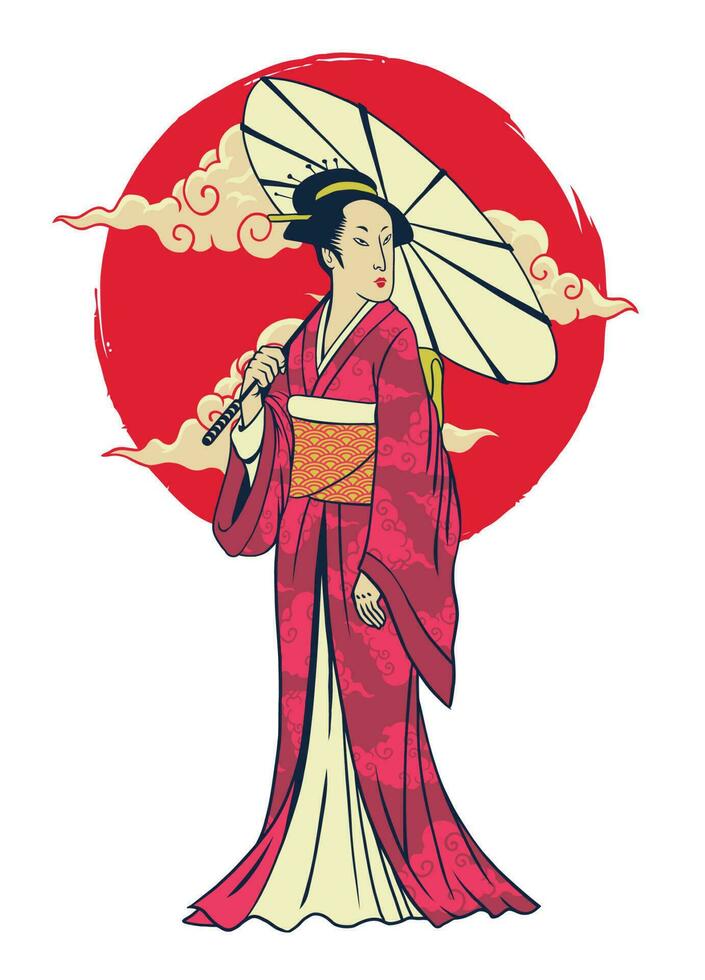 traditioneel Japans geisha ontwerp vector