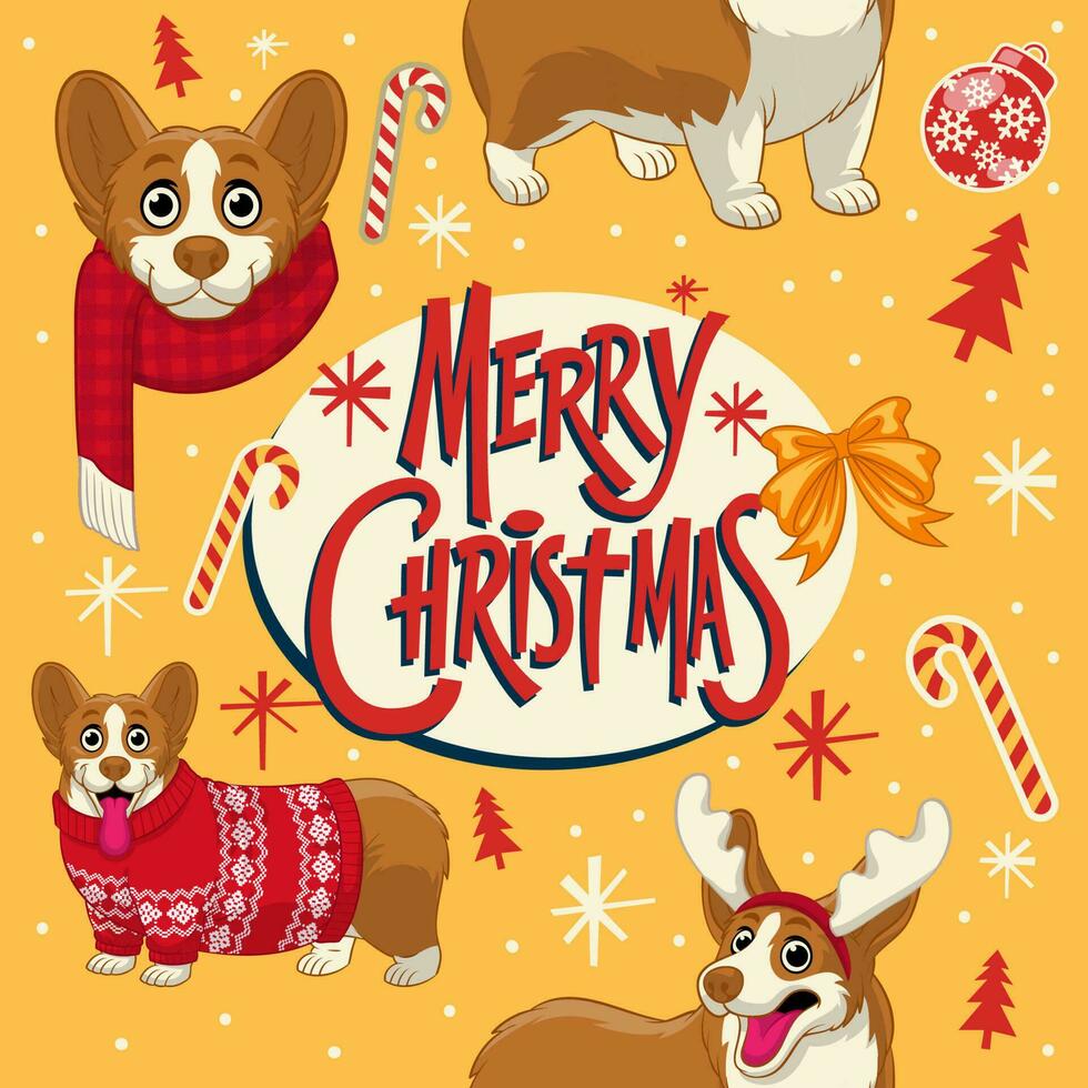 naadloos ontwerp van Kerstmis corgi hond patroon vector