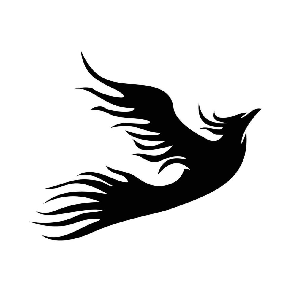 Feniks silhouet logo ontwerp. brand vogel in mythologie. vector