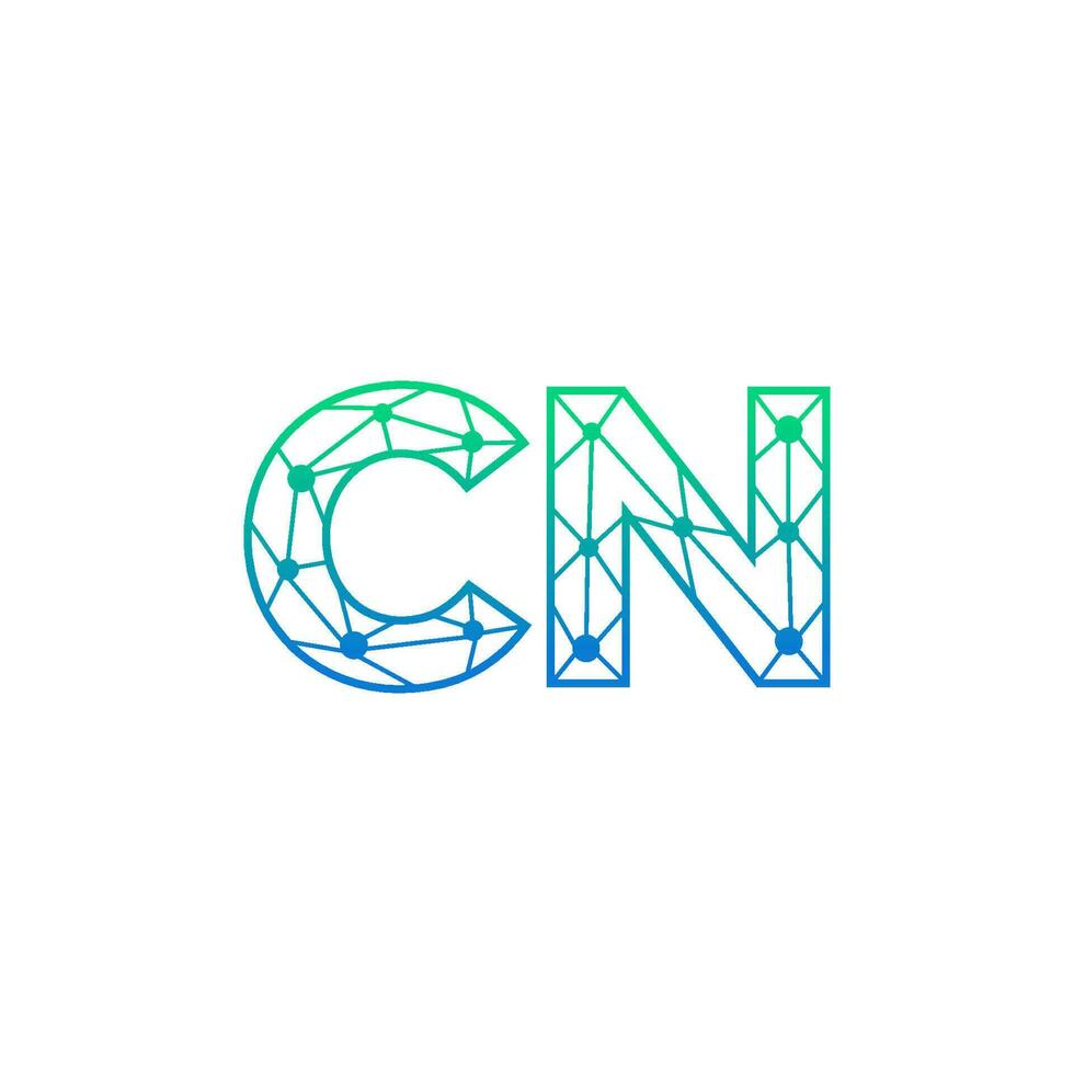 abstract brief cn logo ontwerp met lijn punt verbinding voor technologie en digitaal bedrijf bedrijf. vector