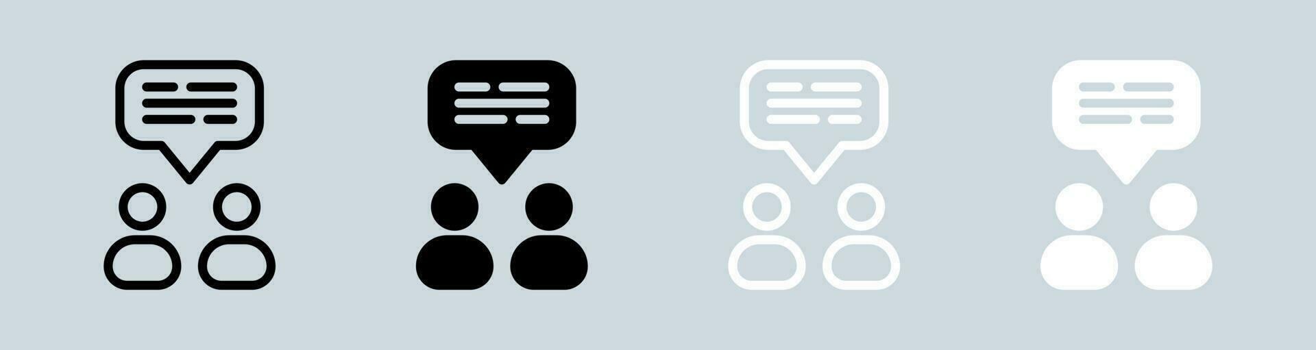 groep babbelen icoon reeks in zwart en wit. dialoog tekens vector illustratie.