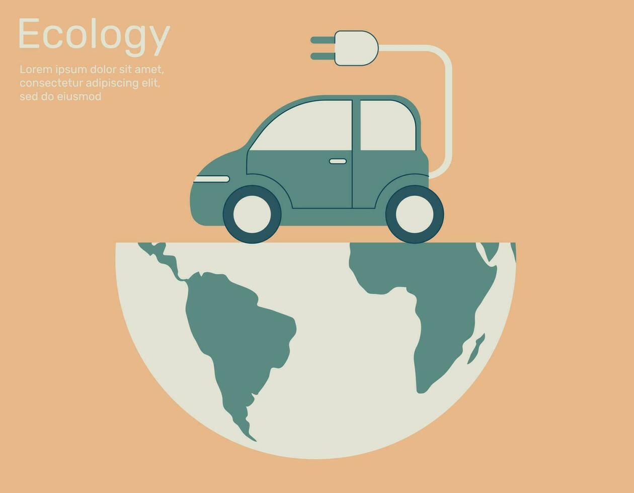 ecologie auto Aan aarde, groen stad leven ecologie concept natuur behoud, vector ontwerp illustratie.
