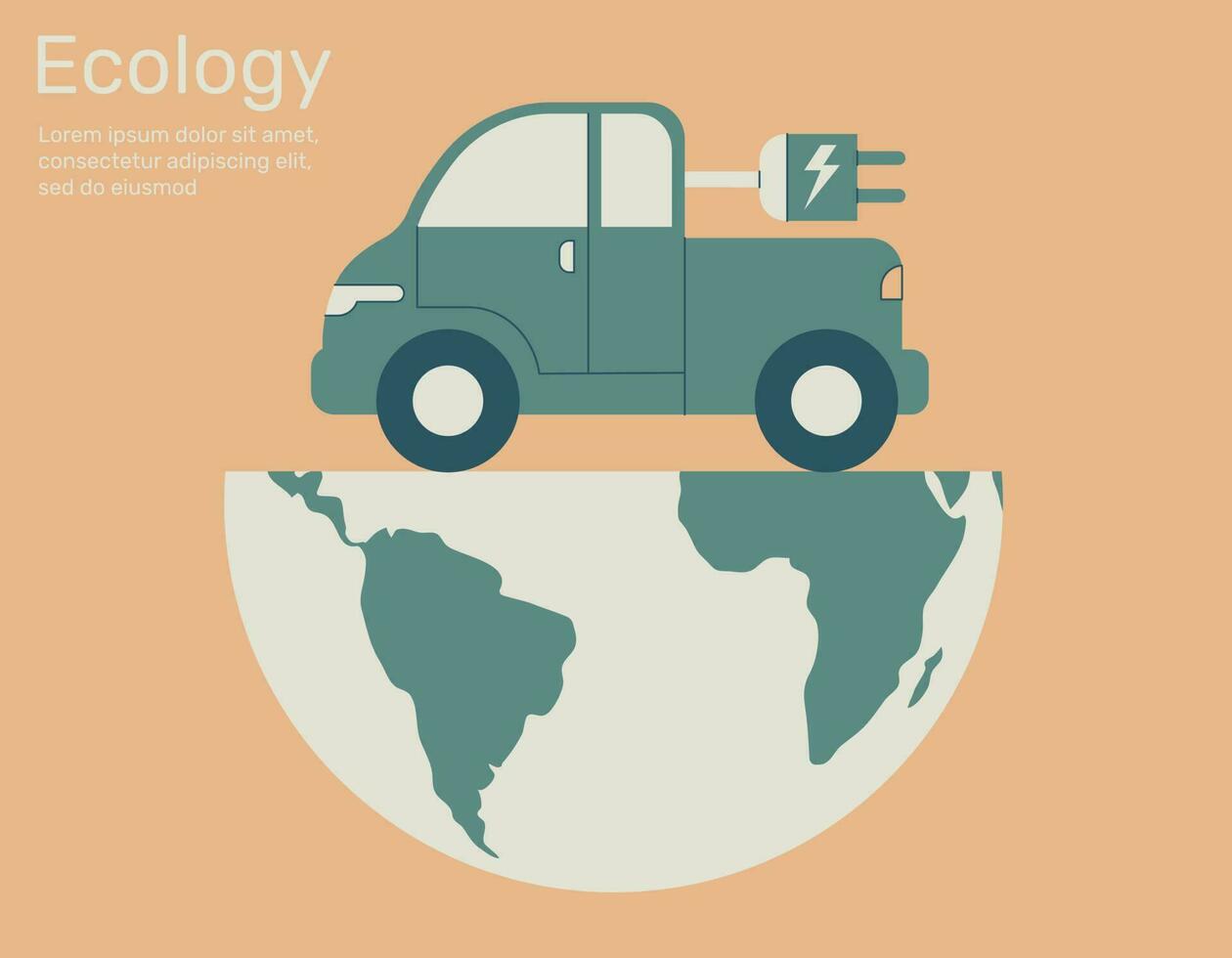 ecologie oppakken vrachtauto Aan aarde, groen stad leven ecologie concept natuur behoud, vector ontwerp illustratie.