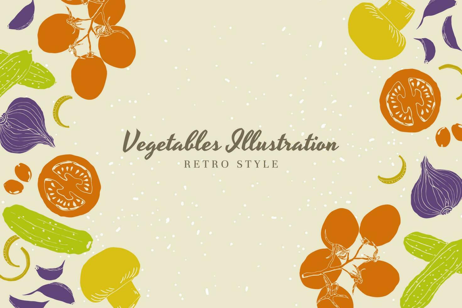 groenten illustratie hand- getrokken retro stijl kleur achtergrond grens kunst vector