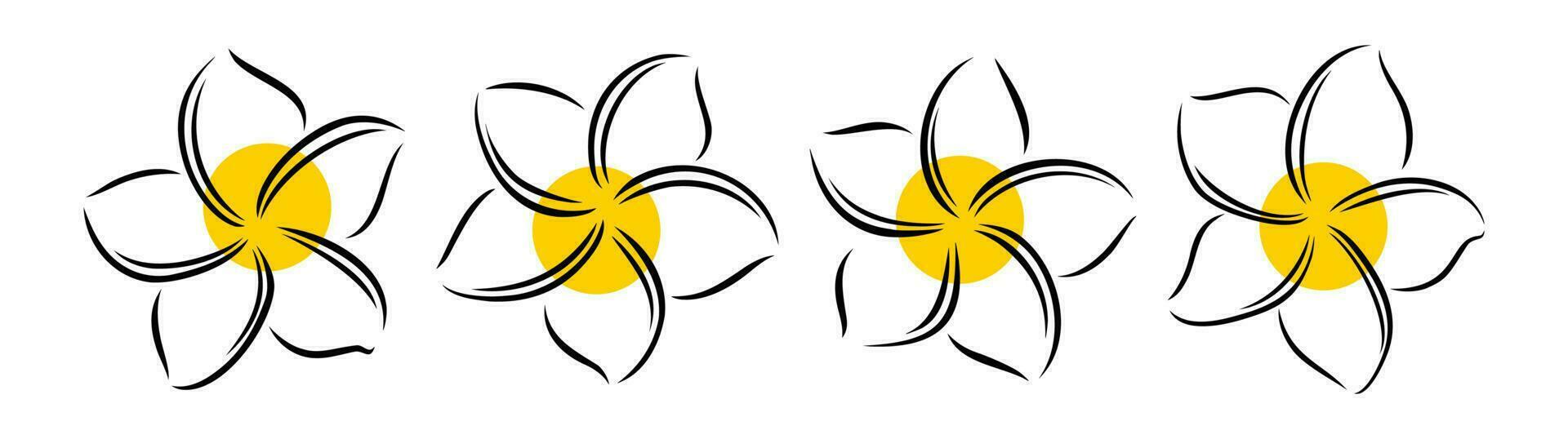 frangipani of plumeria exotisch zomer bloem. gegraveerde frangipani geïsoleerd in wit achtergrond. vector illustratie