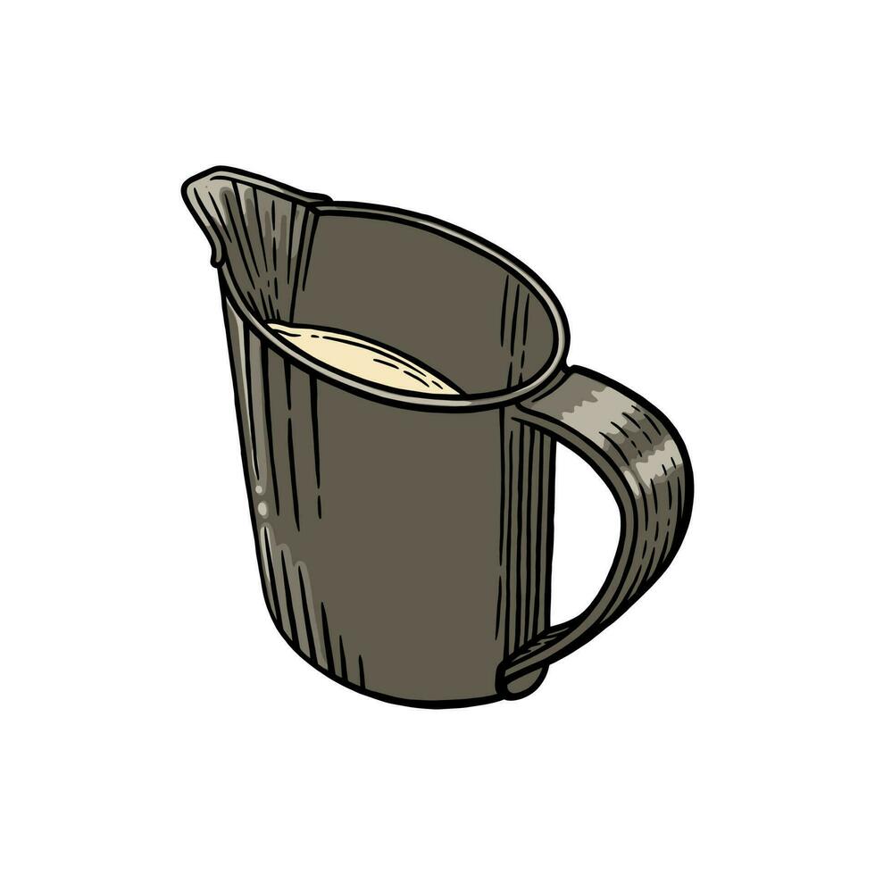 koffie creamer schetsen geïsoleerd in wit achtergrond. illustratie van creamer met melk. vector illustratie