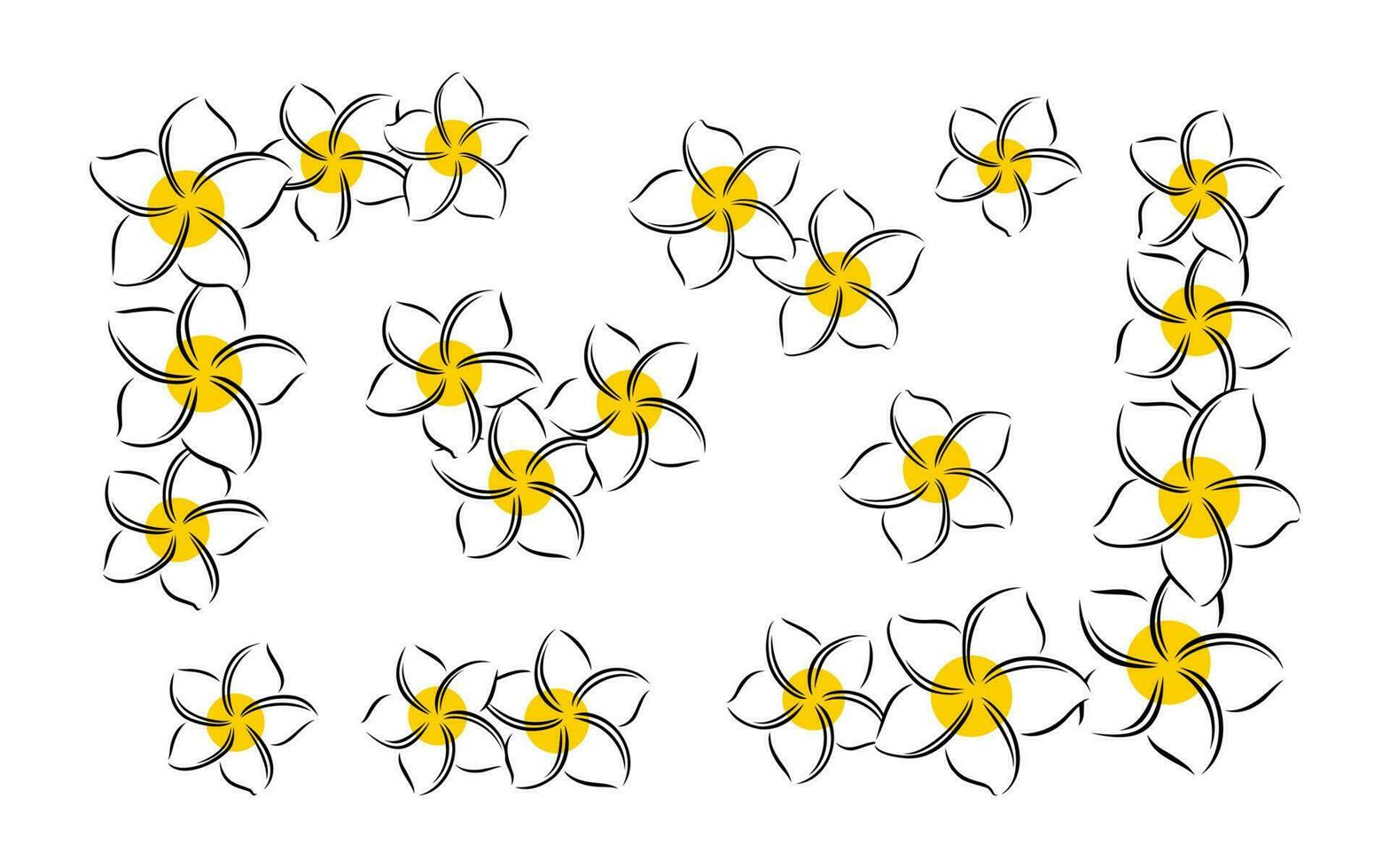 frangipani of plumeria exotisch zomer bloem. gegraveerde frangipani geïsoleerd in wit achtergrond. vector illustratie