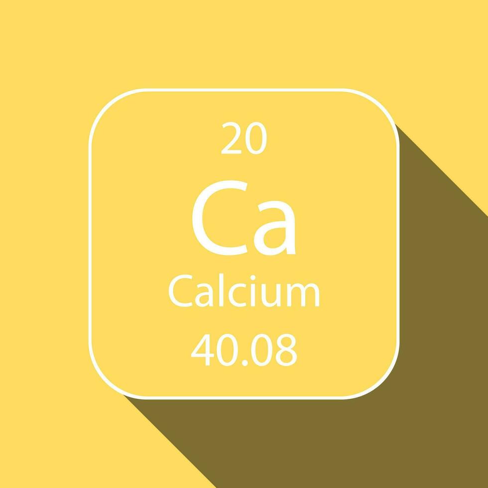 calcium symbool met lang schaduw ontwerp. chemisch element van de periodiek tafel. vector illustratie.