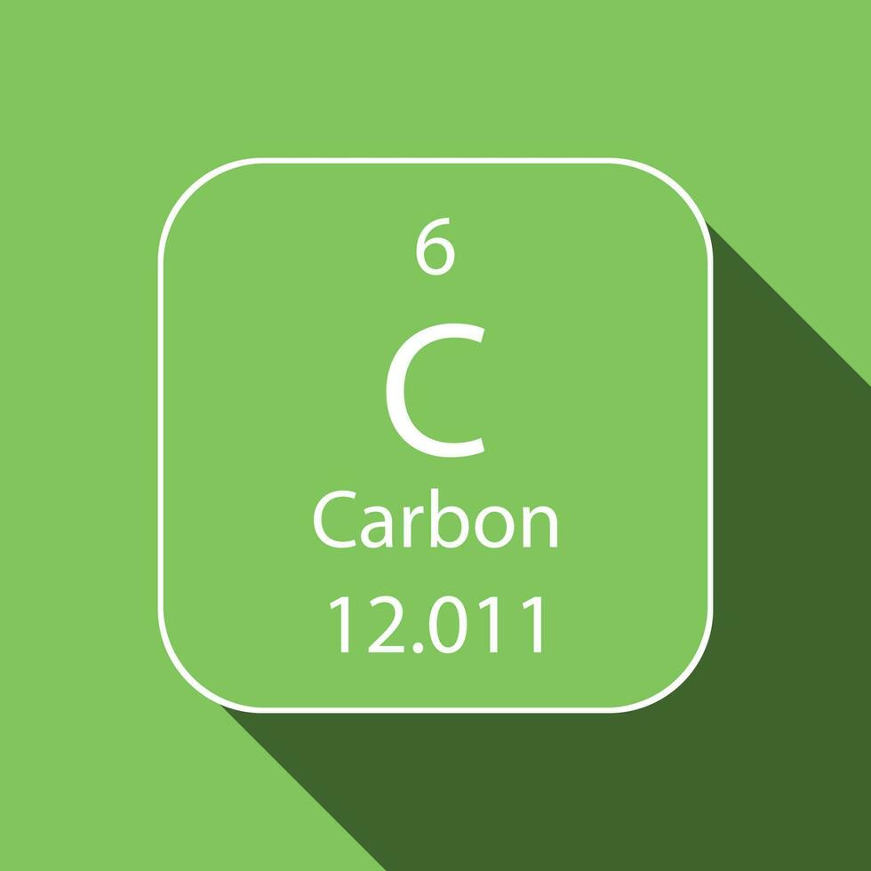 koolstof symbool met lang schaduw ontwerp. chemisch element van de periodiek tafel. vector illustratie.