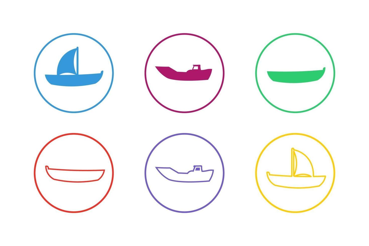 kleurrijke boot pictogramserie vector