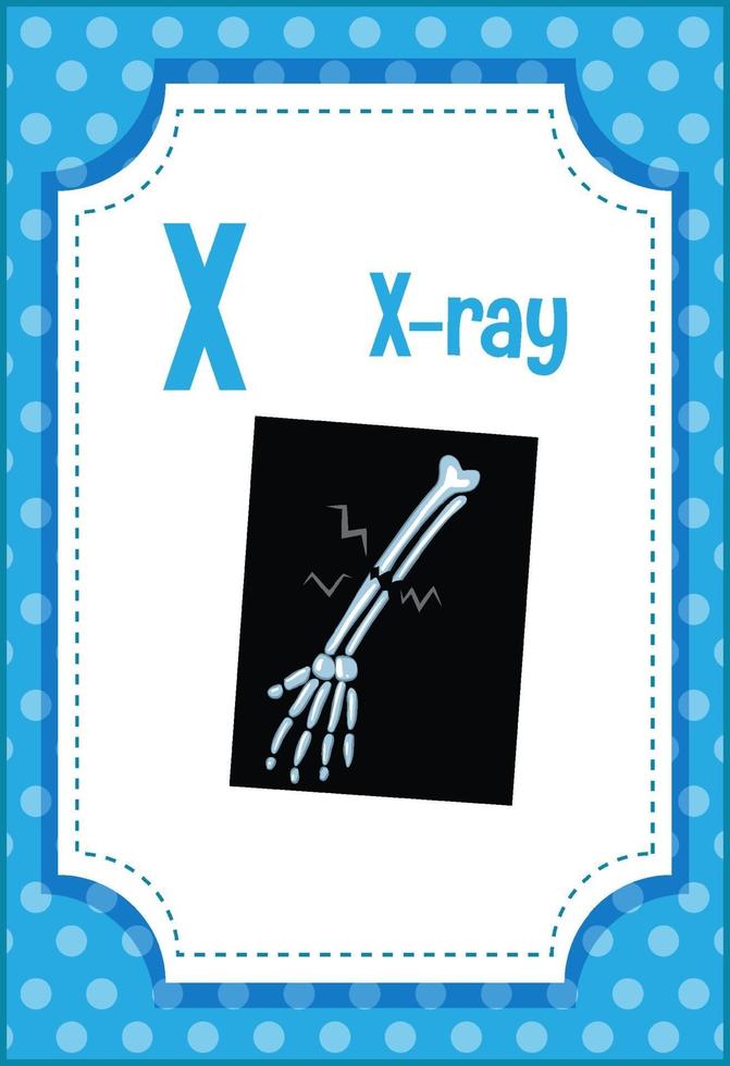 alfabet flashcard met letter x voor x-ray vector