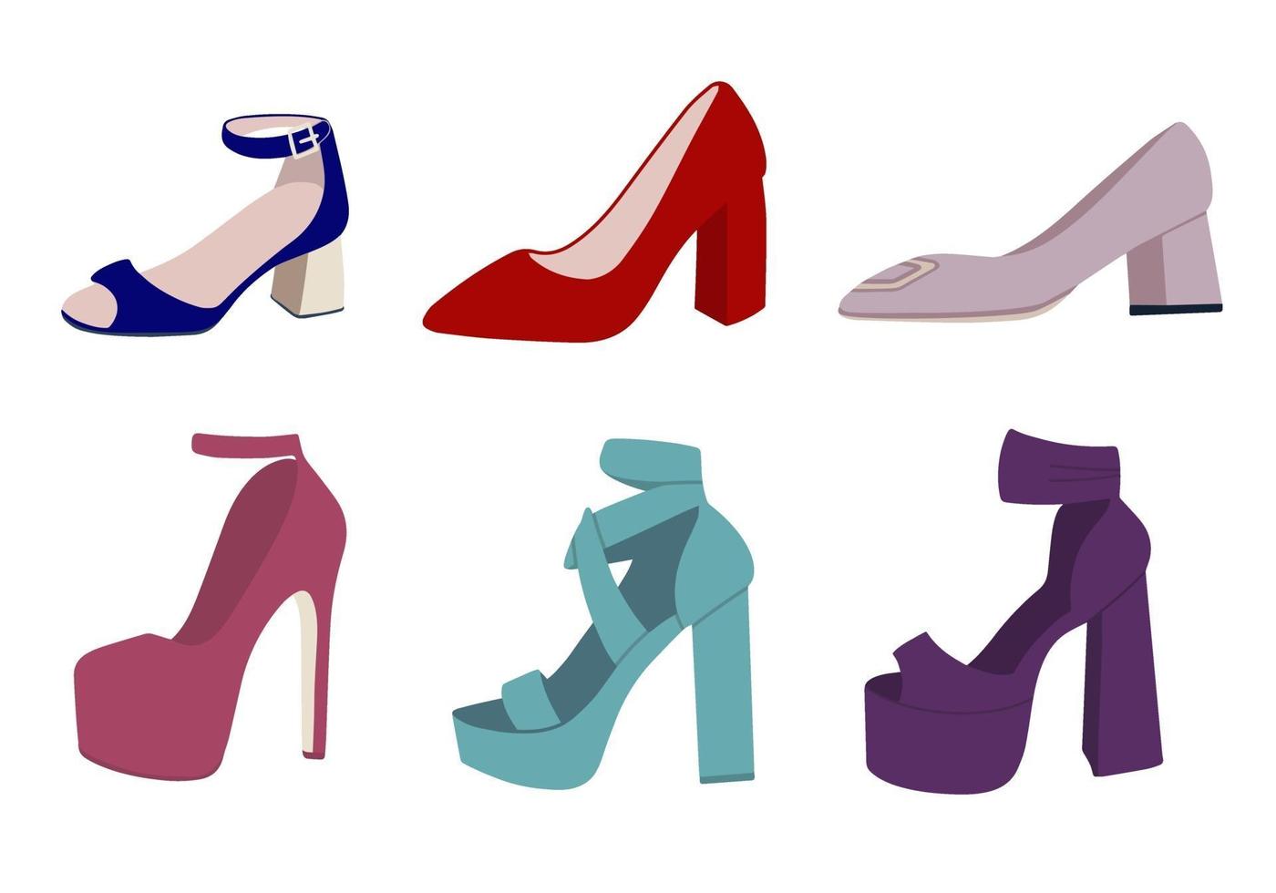 schoenen met hoge hakken. platte vectorillustratie. Hakken vector