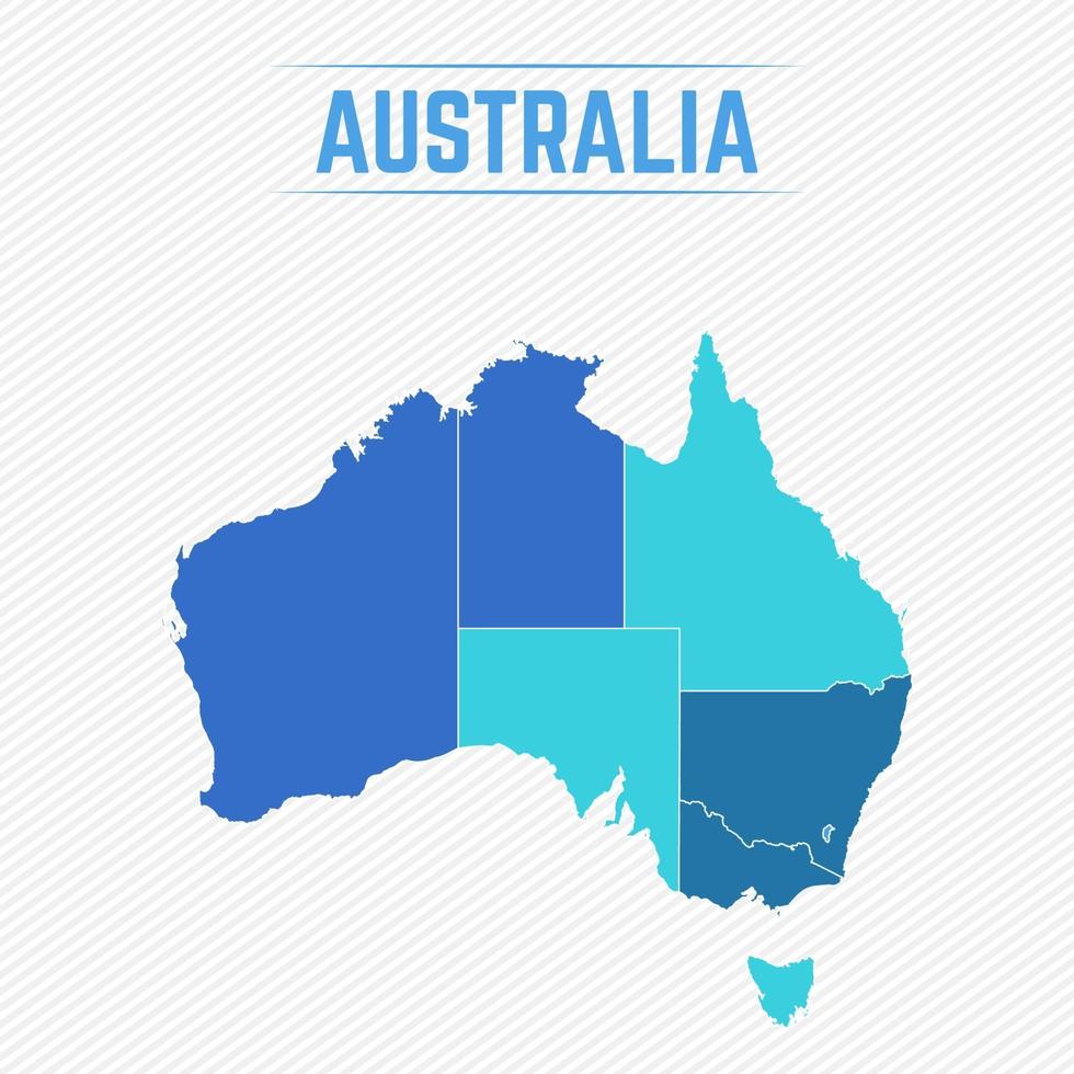 Australië gedetailleerde kaart met regio's vector