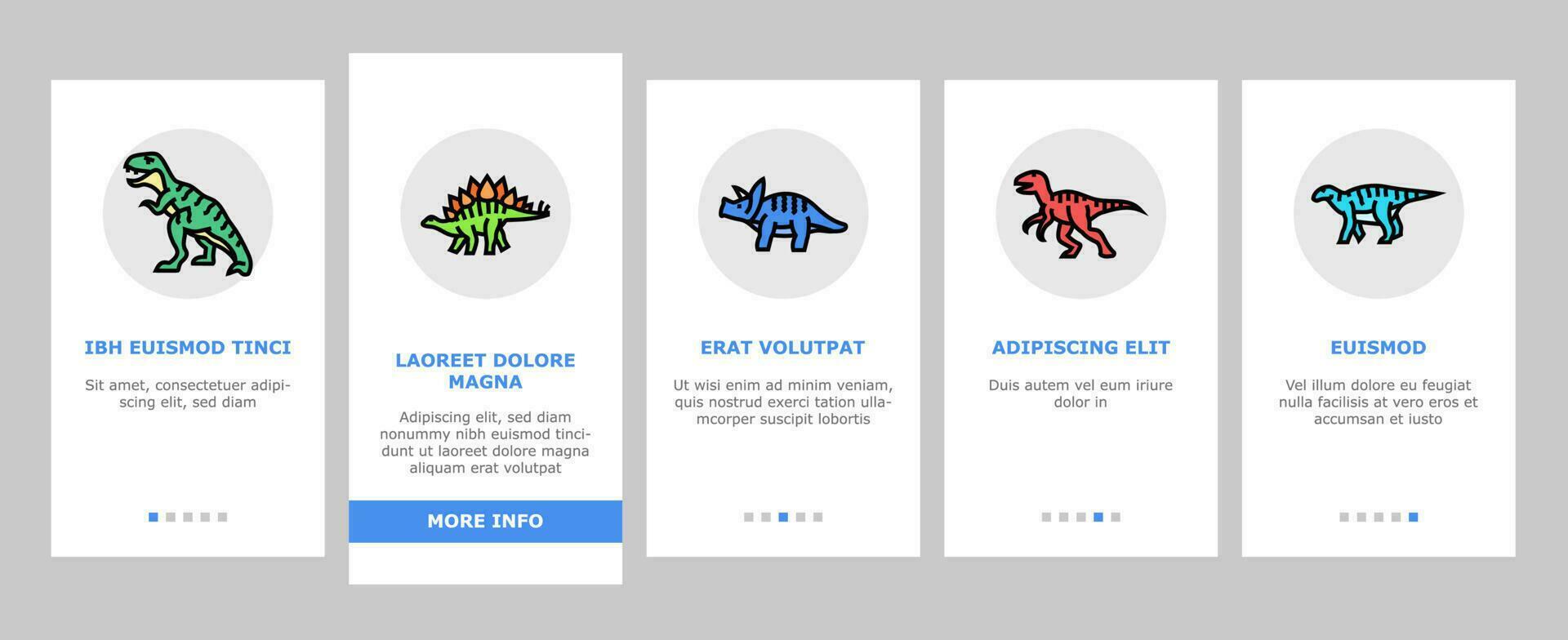 dinosaurus dino dier schattig onboarding pictogrammen reeks vector