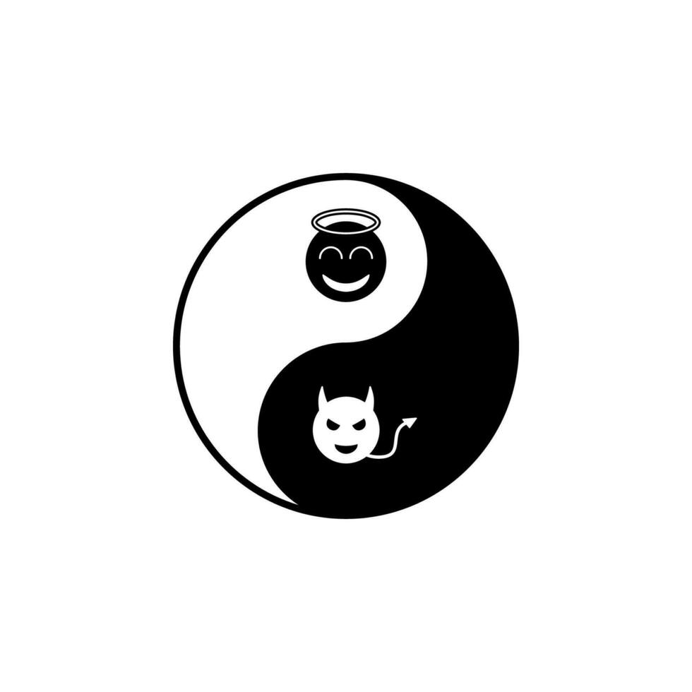 yin en yang, duivel, engel vector icoon illustratie