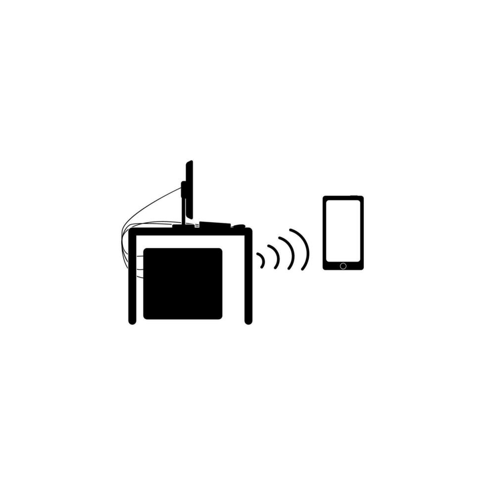 computer draadloos aansluiten mobiel telefoon vector icoon illustratie