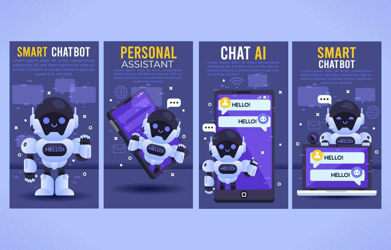 sociaal media verhaal voor babbelen ai persoonlijk assistent robot vector
