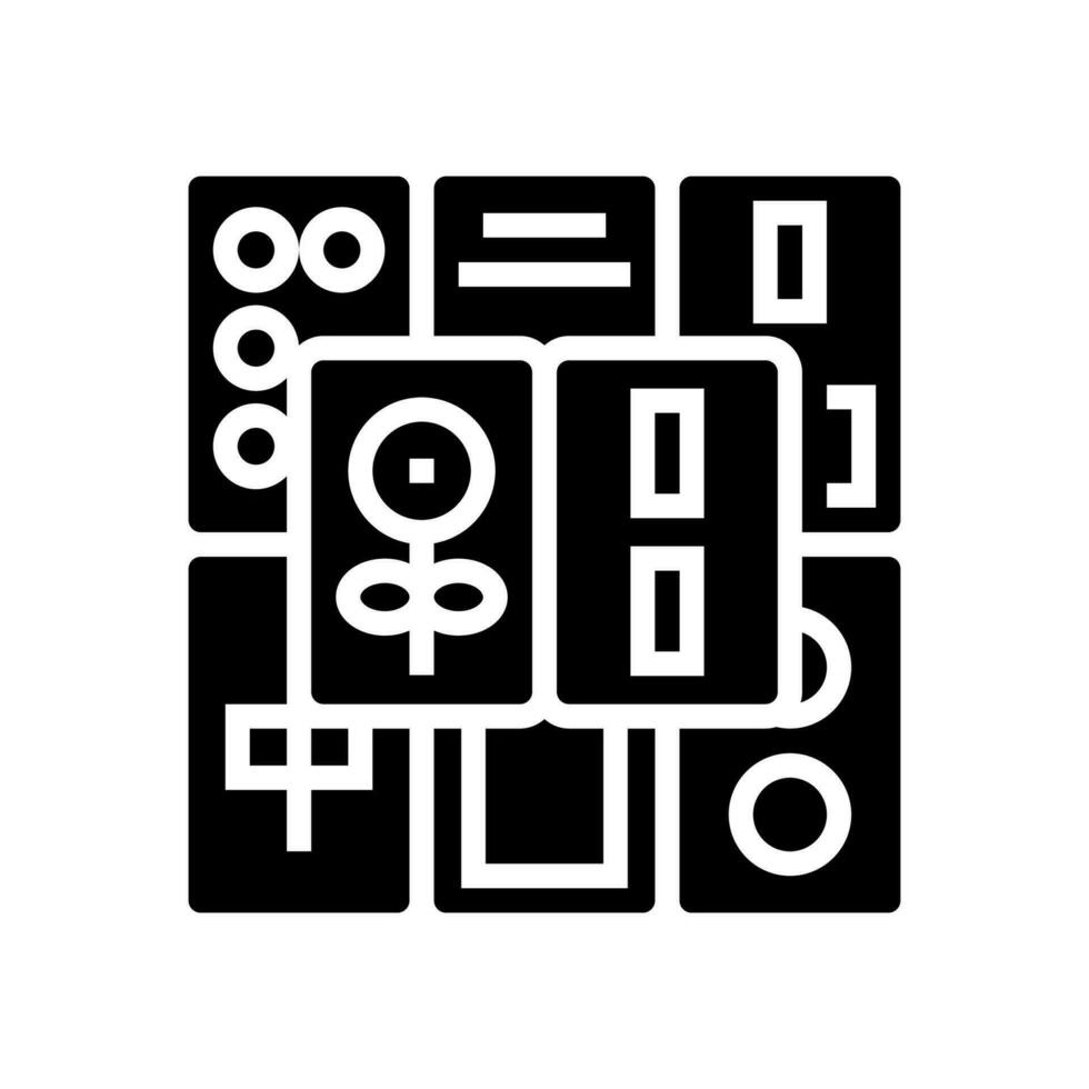 mahjong tegels bord tafel glyph icoon vector illustratie