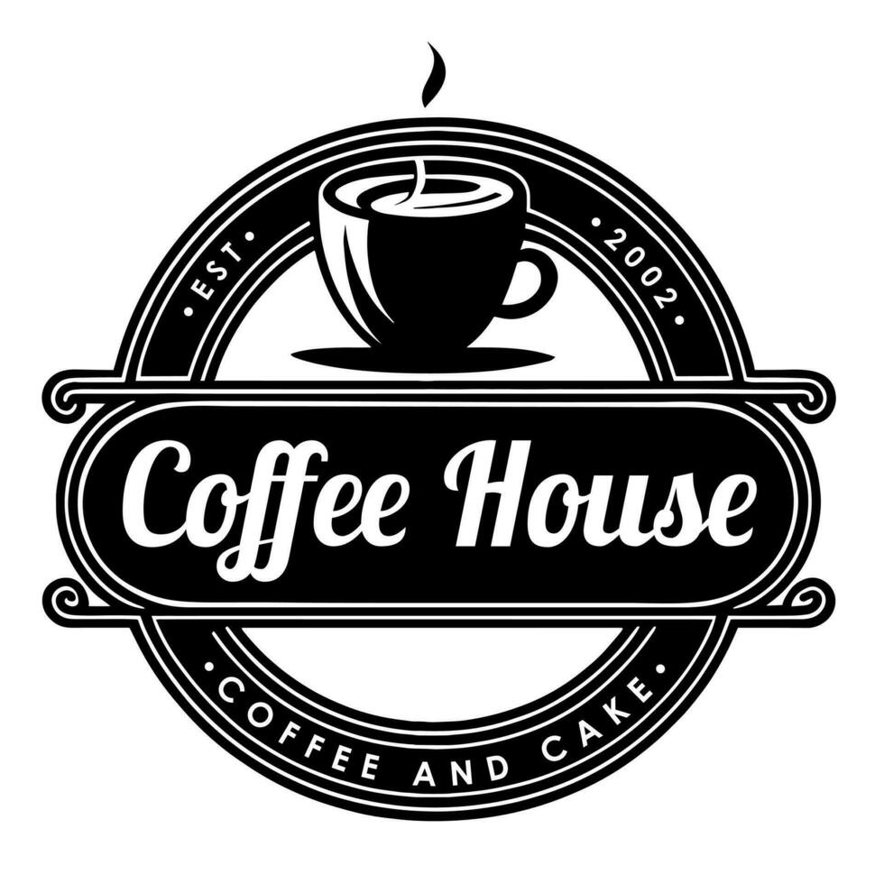 wijnoogst stijl koffie winkel logo teken in cirkel vector