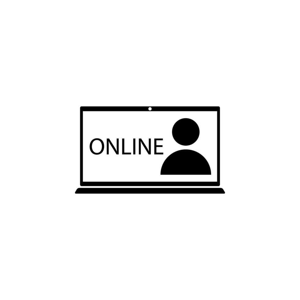 laptop, online, gebruiker vector icoon illustratie