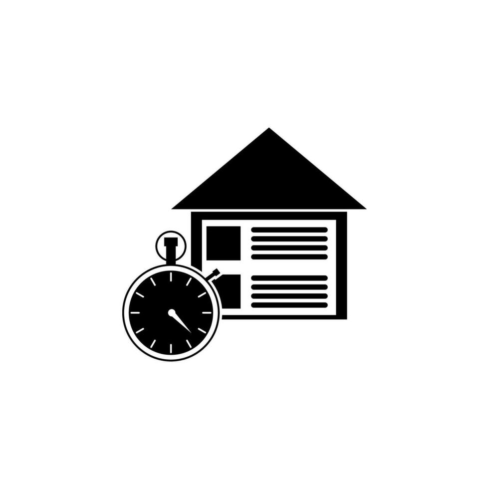 pakket magazijn, stopwatch vector icoon illustratie