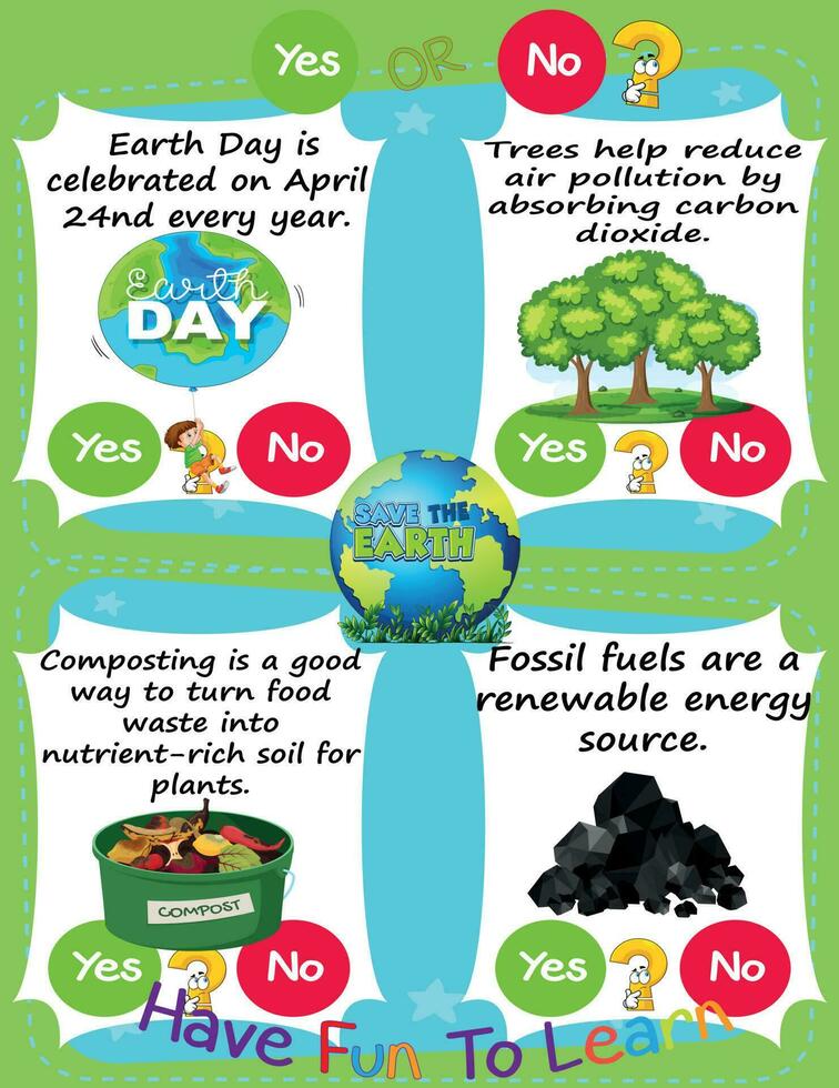 werkblad voor logica kinderen taak en antwoord vragen aarde dag opslaan onze aarde, 3r zijn een Ja of nee spel. leren over kinderen' onderwijs activiteiten. kinderen leren en Speel vector