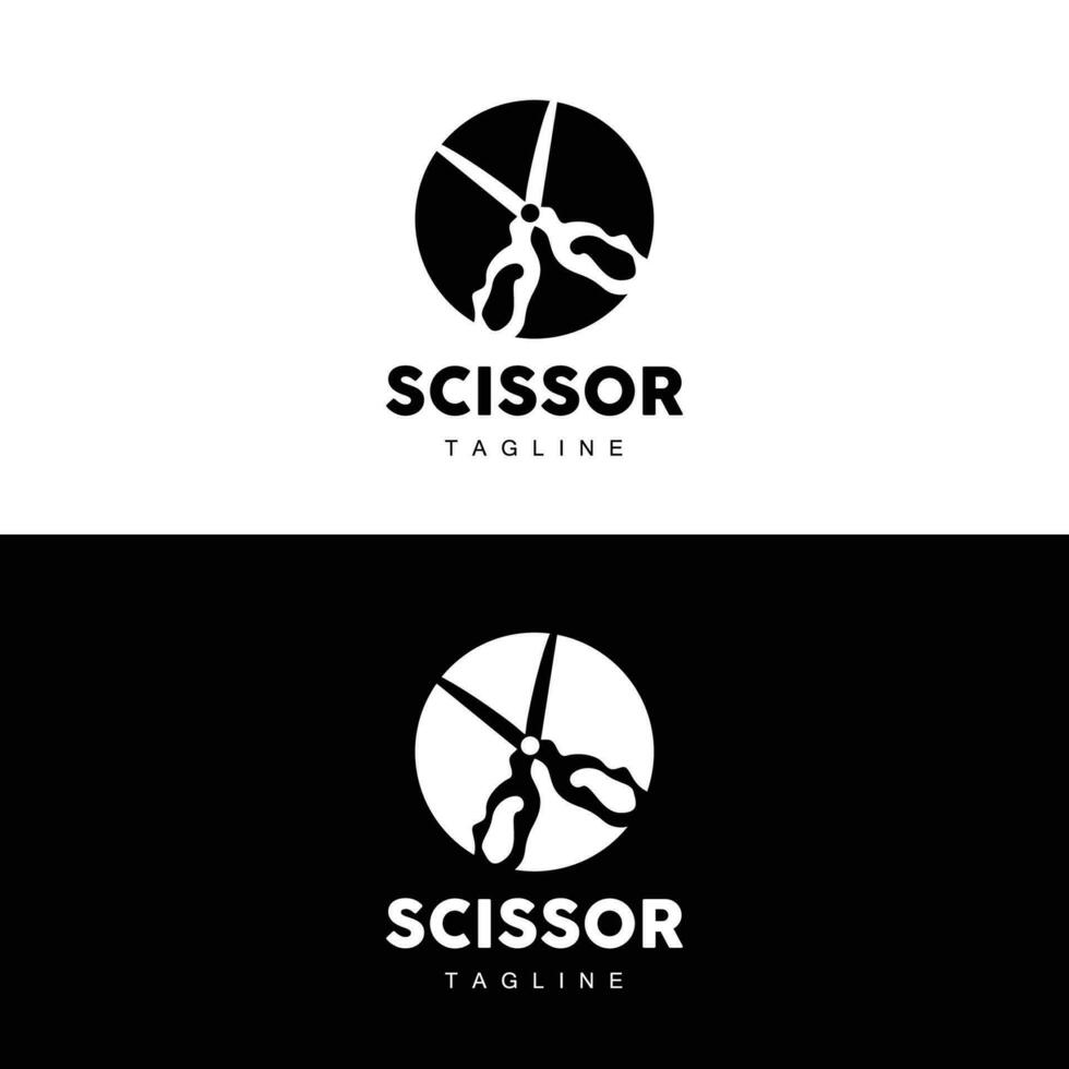 schaar logo, snijdend gereedschap vector, kapperszaak scheermes schaar gemakkelijk ontwerp, illustratie sjabloon icoon vector