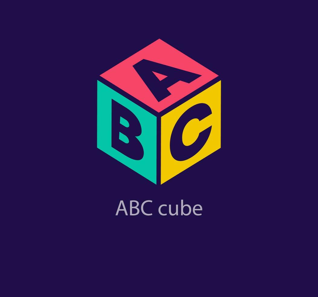 creatief abc kubus logo. uniek ontwerp kleur overgangen. speciaal opleiding, brief en kleur aan het leren kubus logo sjabloon. vector. vector