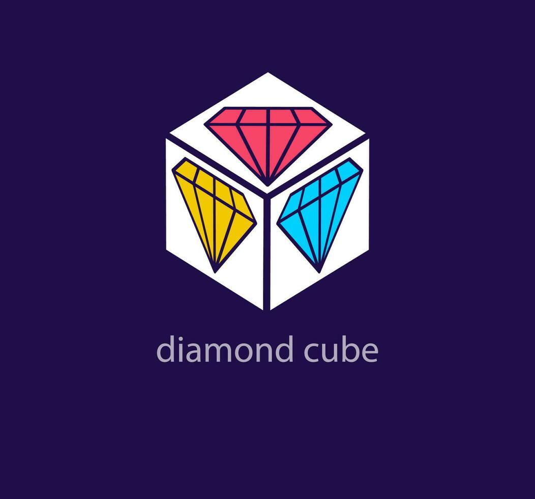 creatief diamant kubus logo. uniek ontwerp kleur overgangen. exclusief edelsteen logo sjabloon. vector. vector