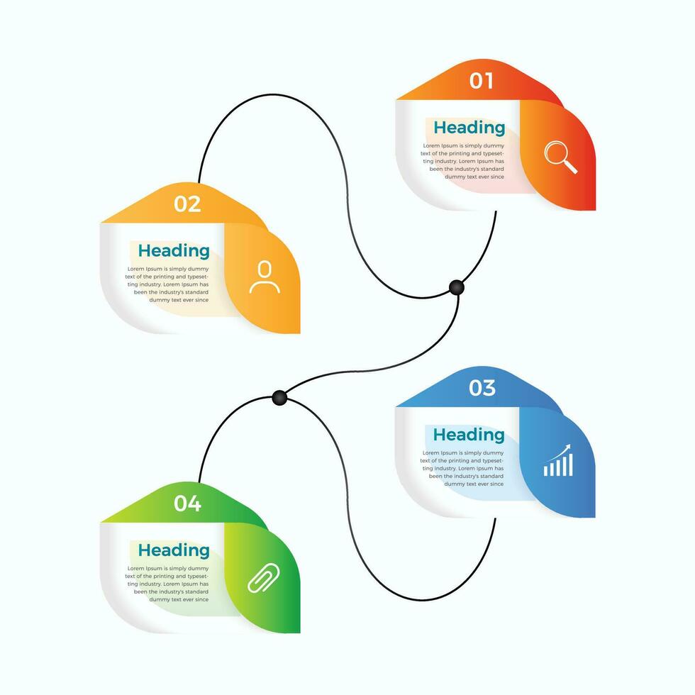 4 stappen bedrijf infographics sjabloon. modern kleurrijk infographic stappen. presentatie en grafiek. elementen voor infographics vector