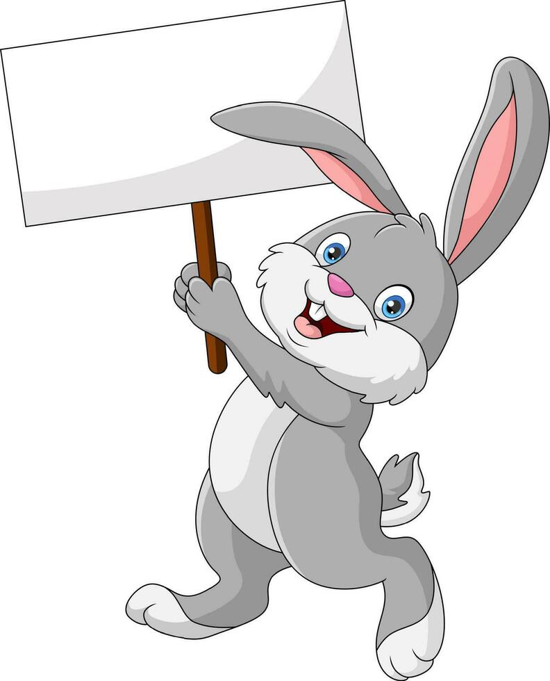 schattig konijn tekenfilm Holding blanco teken vector