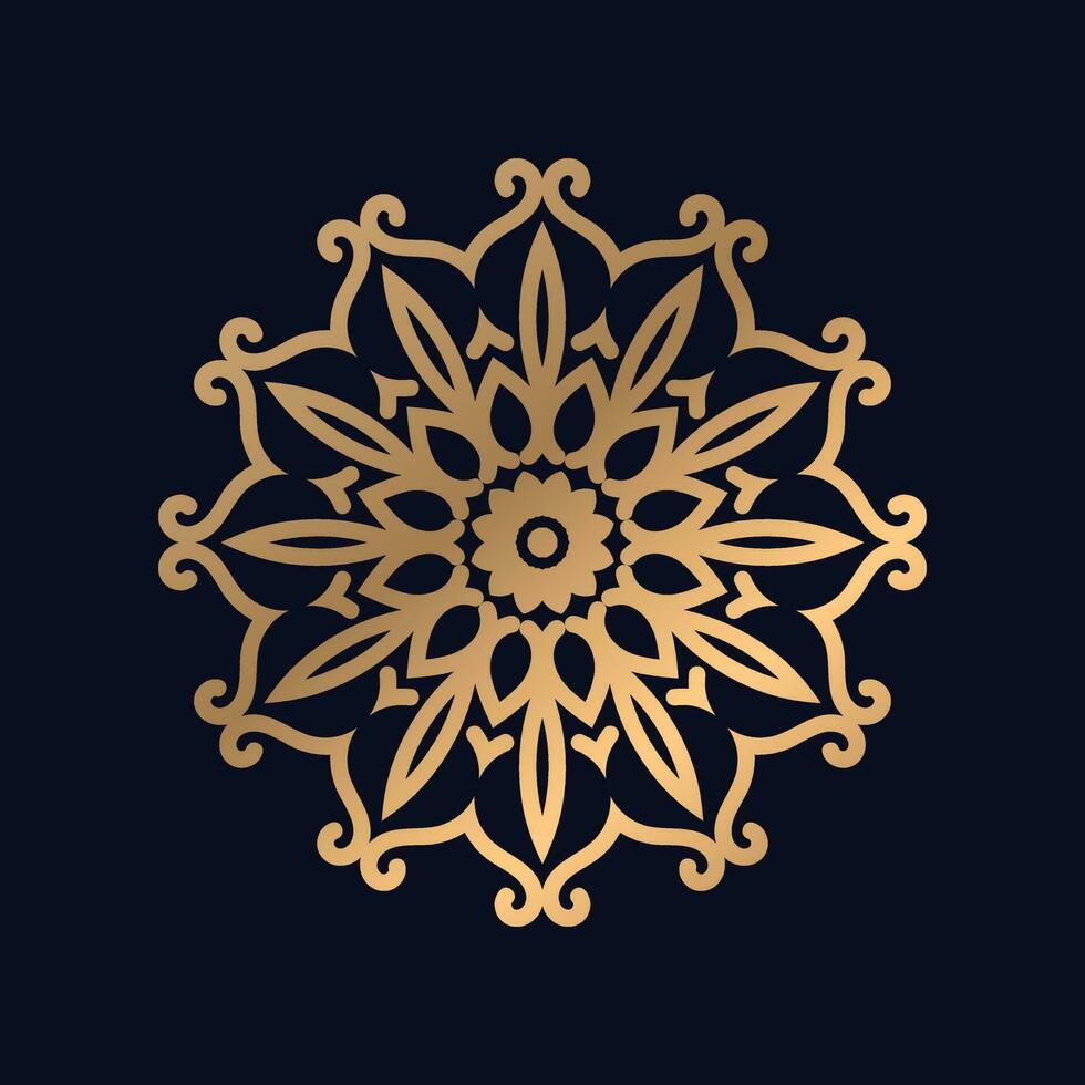 luxe goud kleur Koninklijk mandala ontwerp vector voor achtergrond