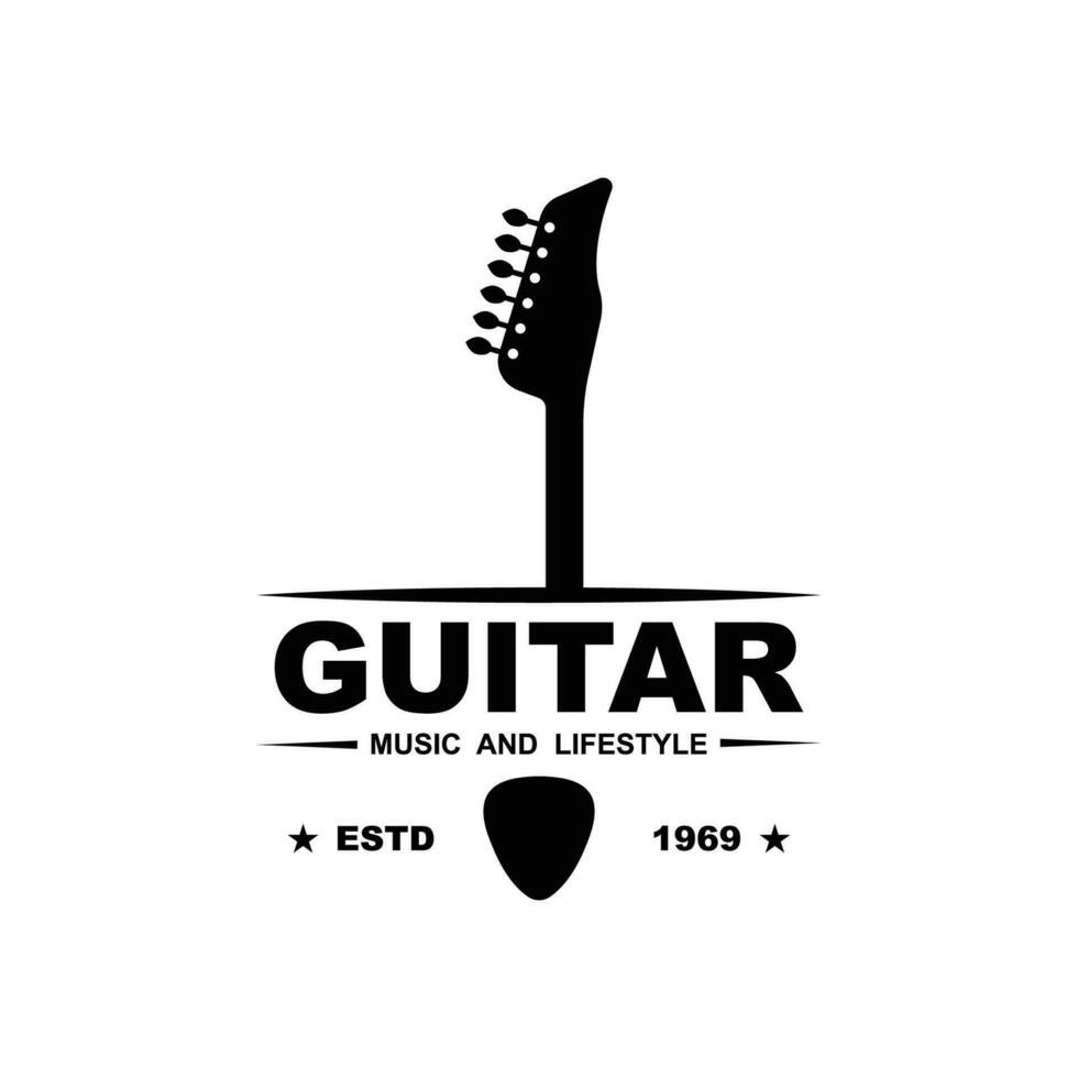 muziek- en band klassiek logo, gitaar, muziek- club wijnoogst logo vector