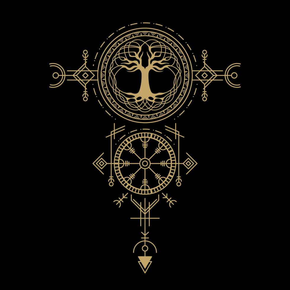 mysterieus gouden nordic symbool vector ontwerp
