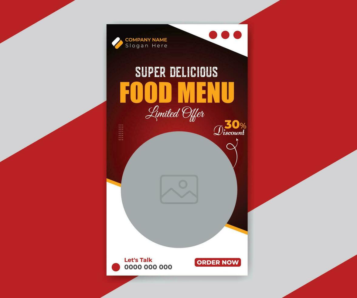 heerlijk gezond voedsel menu en restaurant tijdlijn Hoes en instagram verhaal sjabloon ontwerp vector
