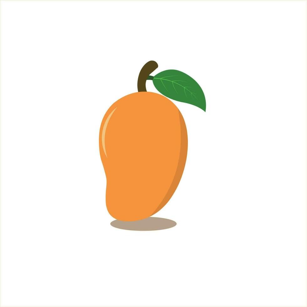 vers mango tropisch fruit met groen blad en plakjes vector illustratie