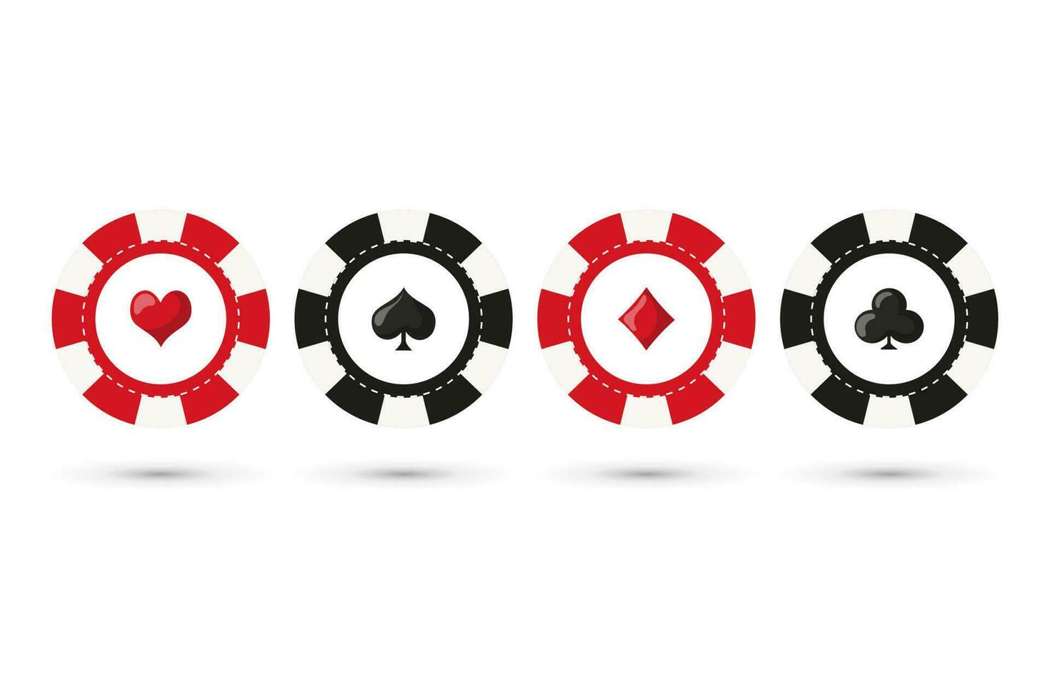 casino chips voor poker of roulette. elementen voor logo, website of achtergrond. casino pictogrammen, vector