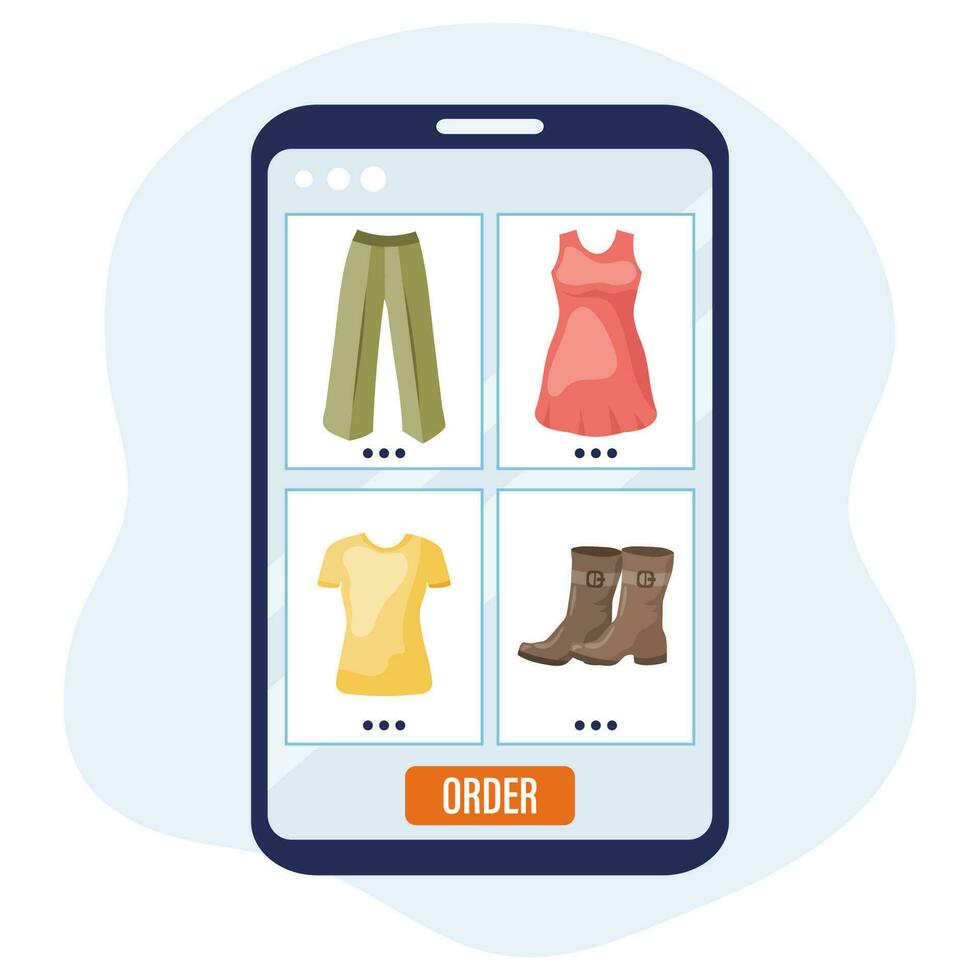 online boodschappen doen concept. een tablet met een scherm van een kleding op te slaan. illustratie, icoon, vector. vector