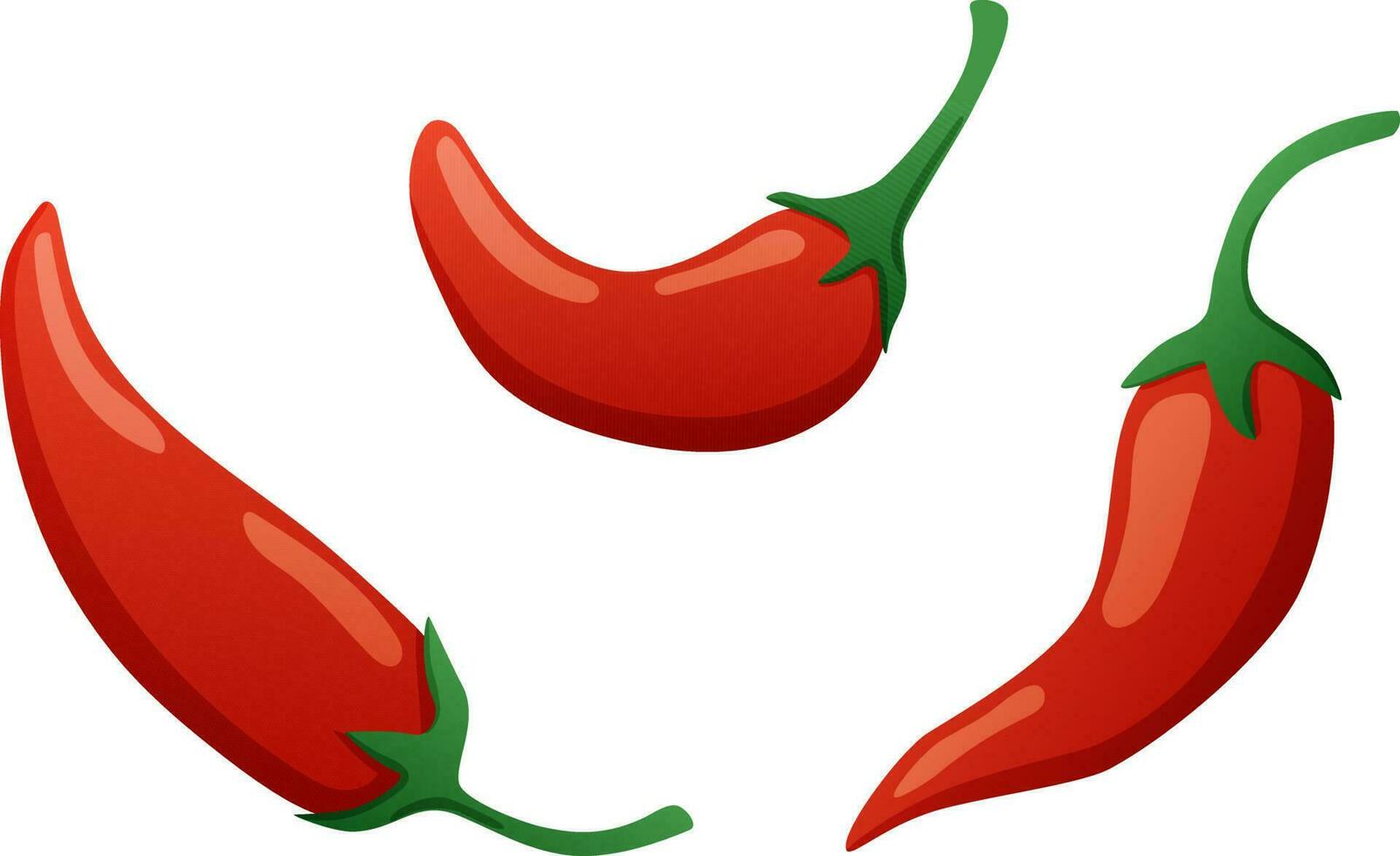 drie rood heet Chili paprika's geïsoleerd Aan wit vector