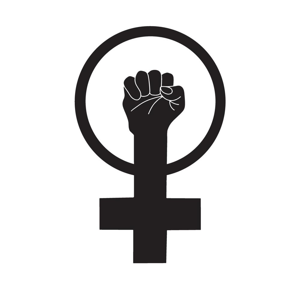 symbool van feminisme. vuist opgestoken. meisjeskracht. logo voor de feministische beweging. vector illustratie