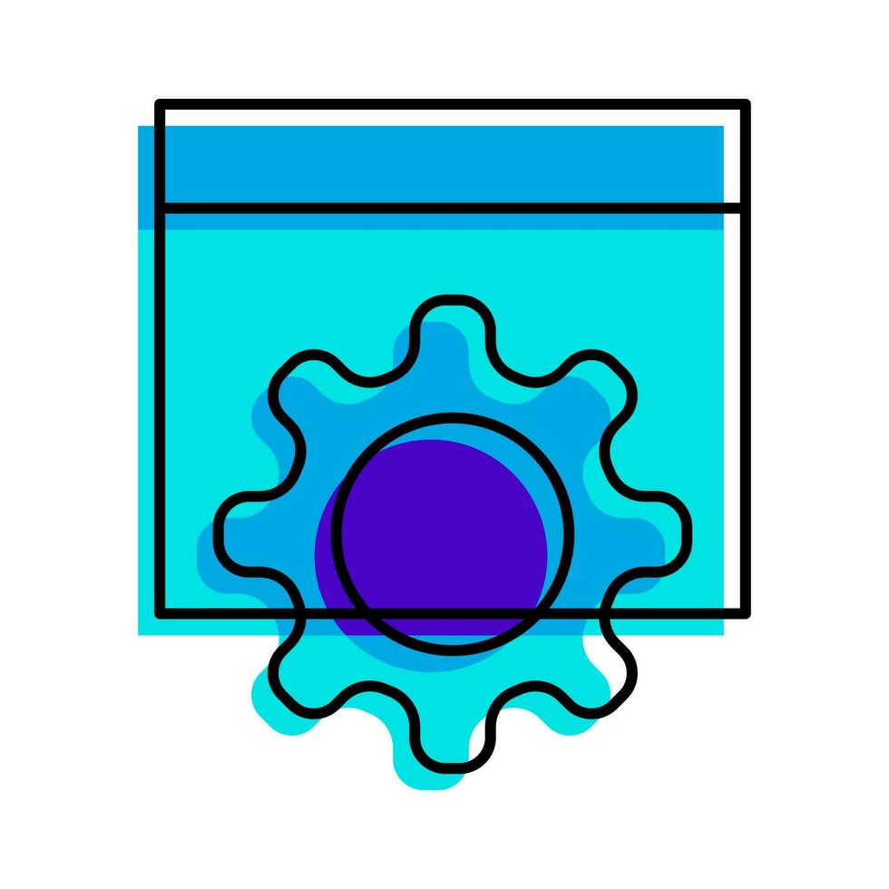 monteur werk Scherm schets blauw icoon vector illustratie