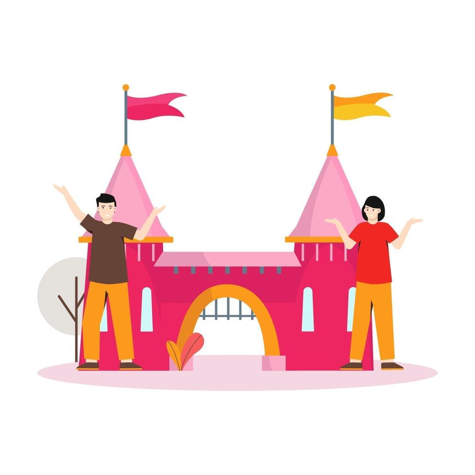 platte vectorillustratie van mensen die spelen in een circusshow vector