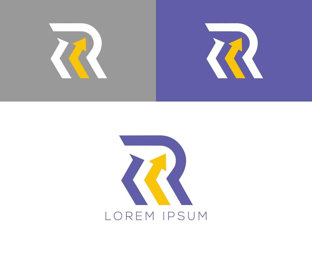 eerste alfabet 'R' groei logo ontwerp sjabloon vector