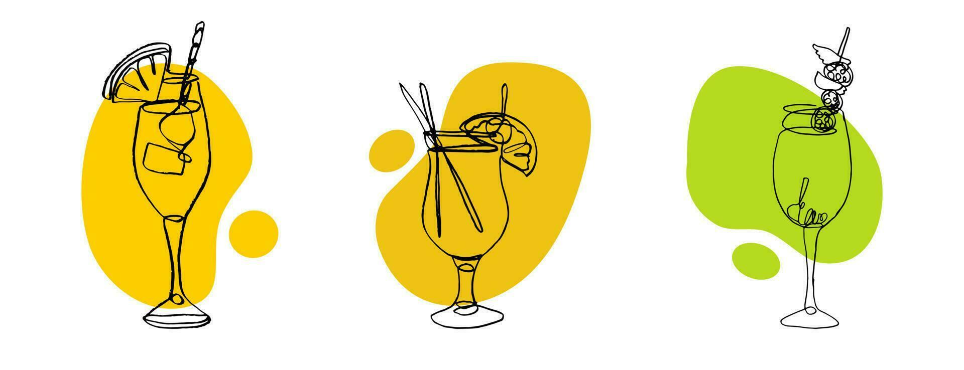 doorlopend lijn tekening van exotisch cocktail drankjes. vector