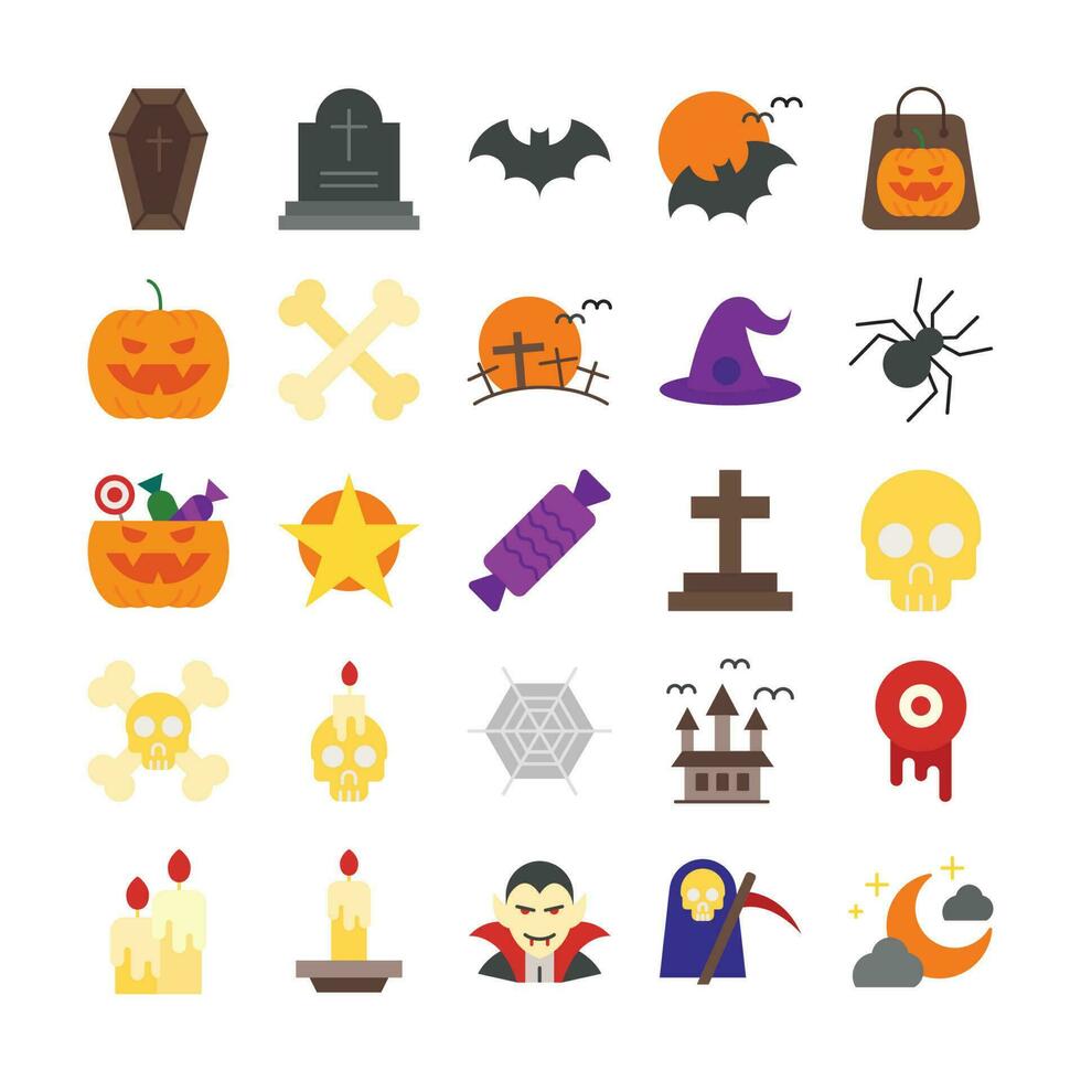 halloween icoon set. vlak icoon vector