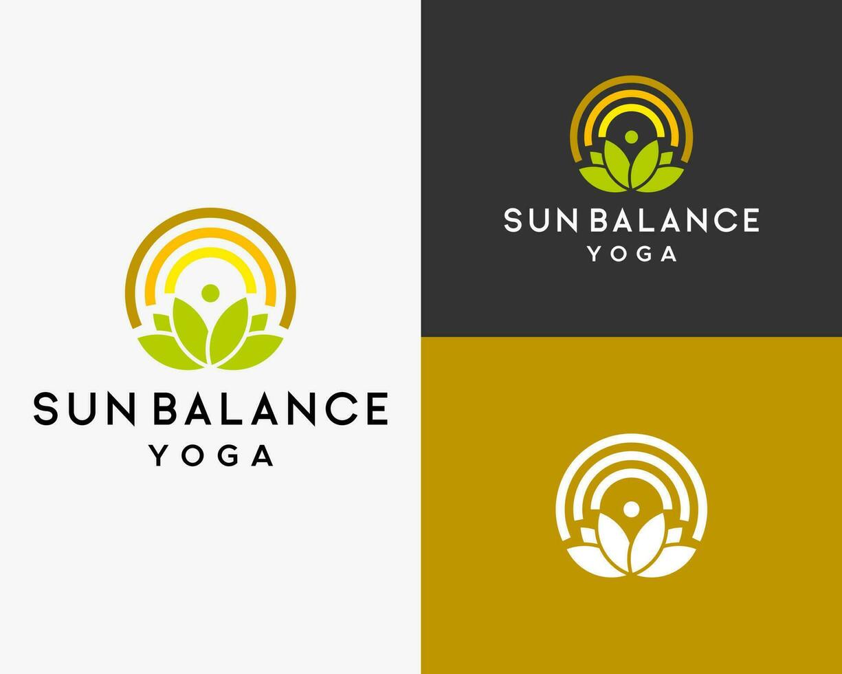 logo voor zon balans yoga logo ontwerp vector