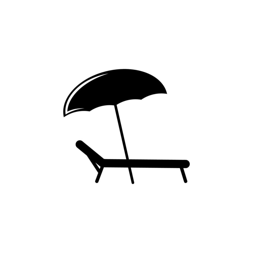 een bed met een paraplu vector icoon illustratie